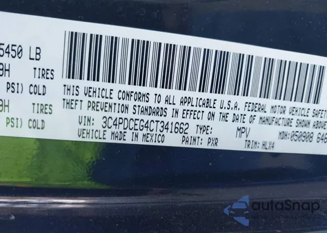 2012 Dodge Journey R/T из США, поврежденный, VIN 3C4PDCEG4CT341662